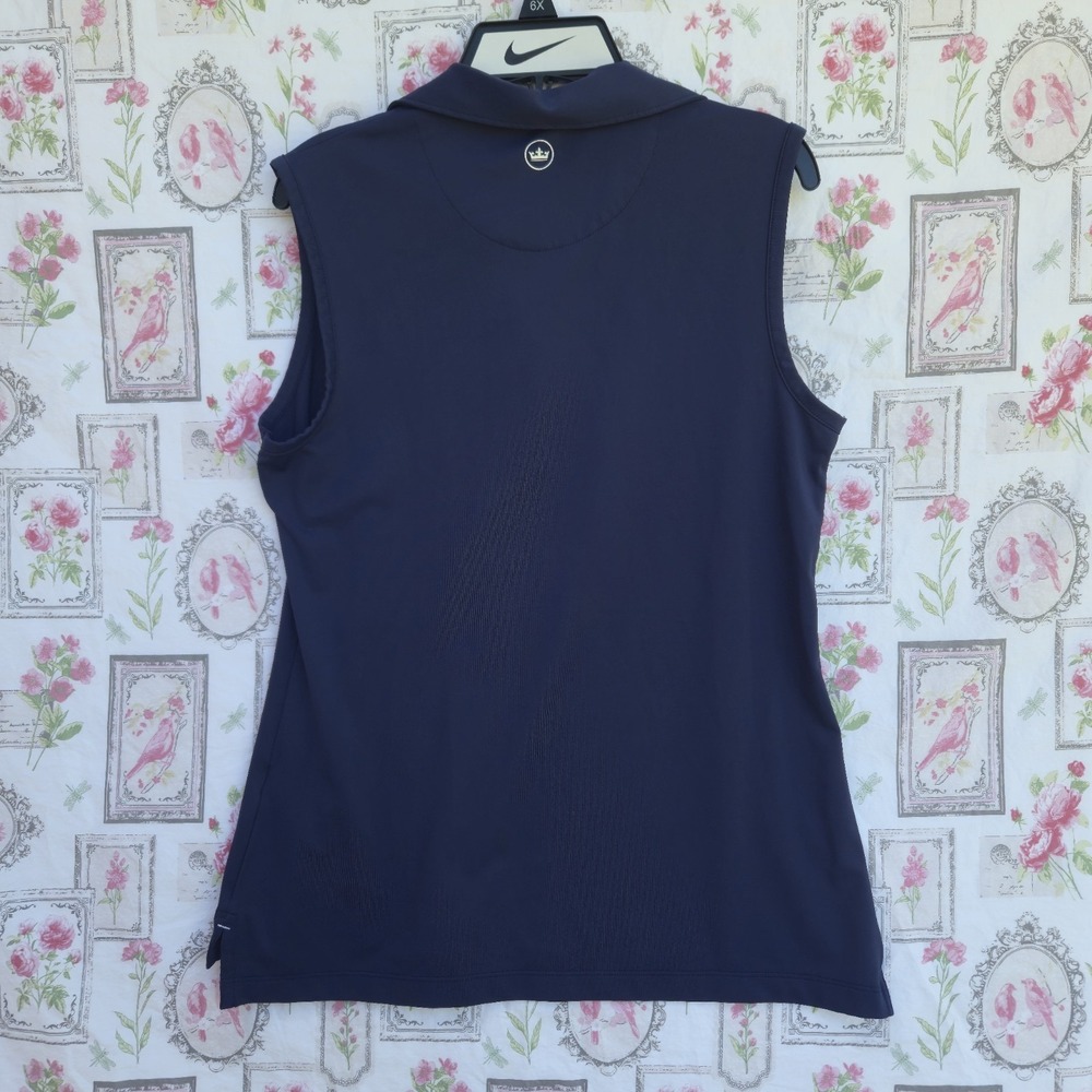 Peter Millar Women's Sleeveless Polo Shirt Navy Blue Golf Performance Stretch S - Picture 4 of 6